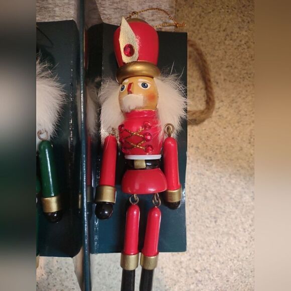 Set of 4 Tall Wood Soldier Nutcracker Ornaments - Picture 1 of 6